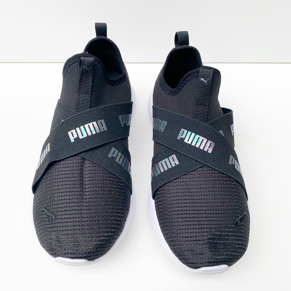 Puma Essential Black Comfort Slip On Sneaker Shoes Size 5Y / 6.5-7 Women - Picture 2 of 13